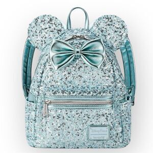 Loungefly Disney Parks Arendelle Aqua Frozen Minnie Ears Backpack Rare Retired
